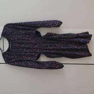 Aqua Navy Floral Cut-Out Dress Size L